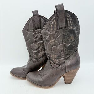 Women's Western Volatile brown embroidered faux-leather cowboy boots
